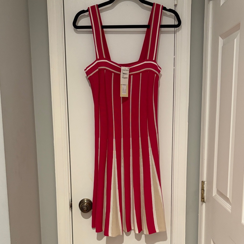 Ramy Brook Fuchsia and Cream Striped Mini Dress